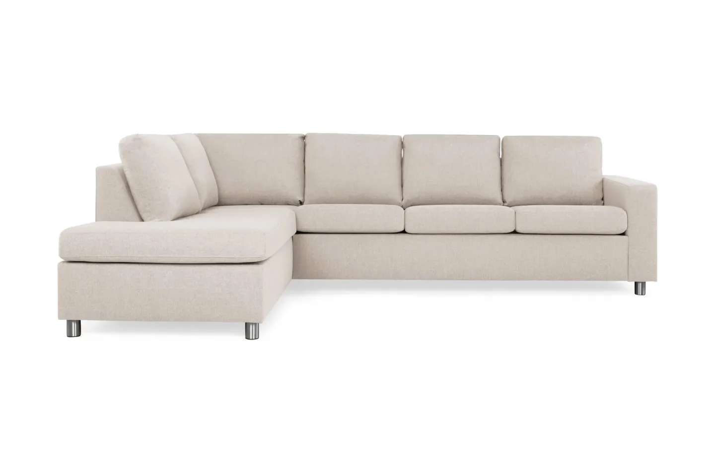 Crazy 4-sits Vänstervänd L-formad Schäslongsoffa i Tyg - Beige