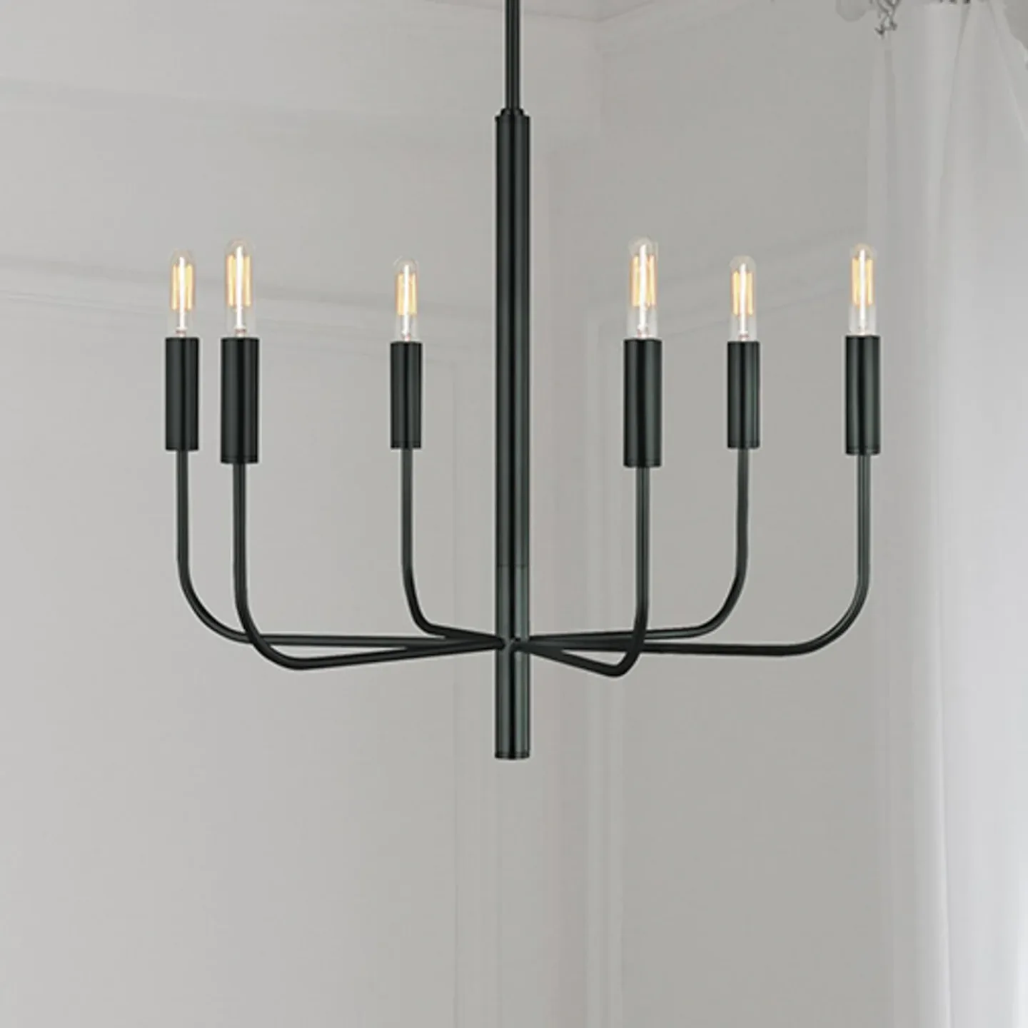 Brianna lysekrone, svart, Ø 61 cm, 6 lyskilder, metall – FEISS - Stue - Med flere lyskilder