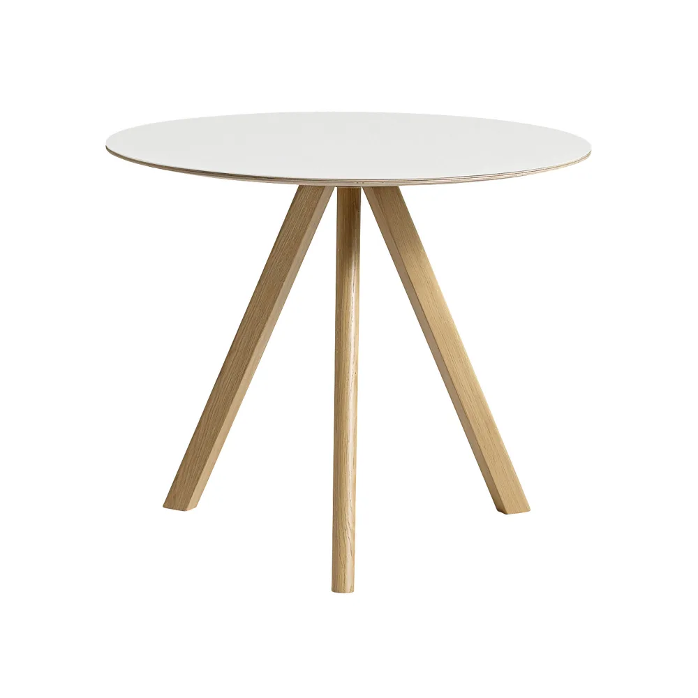 HAY - CPH20 2.0 Table Lacquered Oak Frame Ø90 X H74 White Laminate Tabletop Lacquered Edge - Matbord - Ronan & Erwan Bouroullec - Vit - Trä