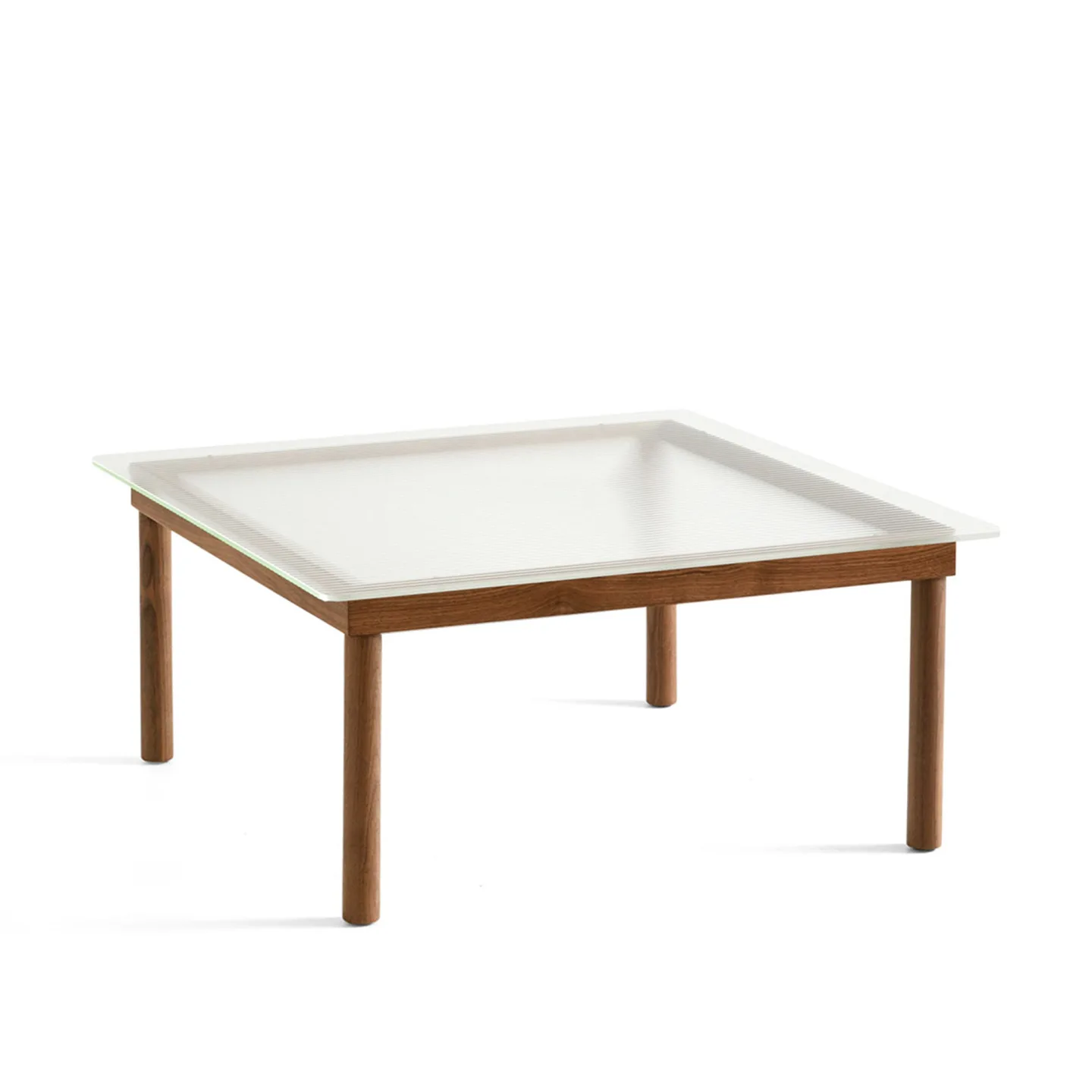 HAY - Kofi Water-Based Lacquered Walnut Frame W. Clear Reeded Glass Tabletop 80X80 - Soffbord - Martin Solem