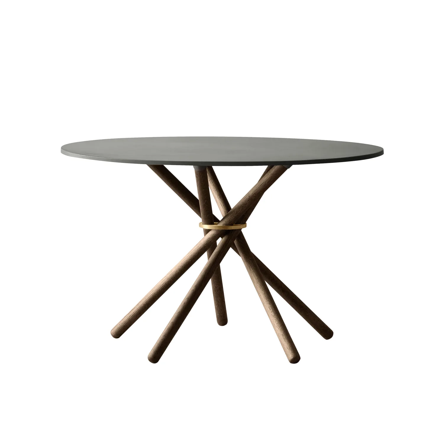 Eberhart Furniture - Hector 120 Dining Table / Concrete Dark / Oak Dark / Brass - Matbord - Svart - Metall/Trä/Sten