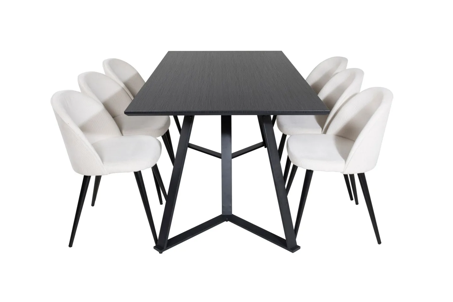 Marina Matgrupp 180 cm Rektangulär med 6 Velvet stolar - Beige