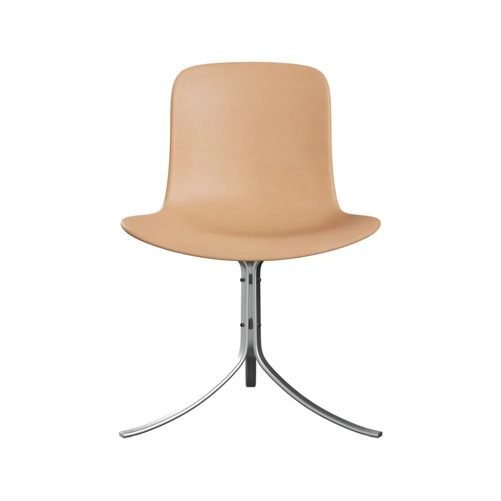 Fritz Hansen PK9 stol Leather natural-steel
