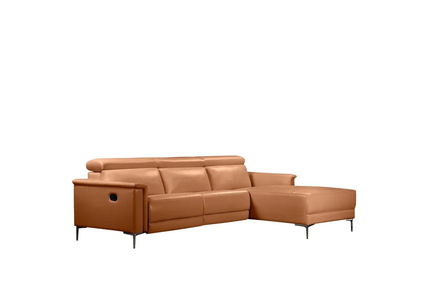 Hörnsoffa 3-sits Lund Cognac, PU, Höger manuell vilstol - Cognac, PU, Höger manuell vilstol