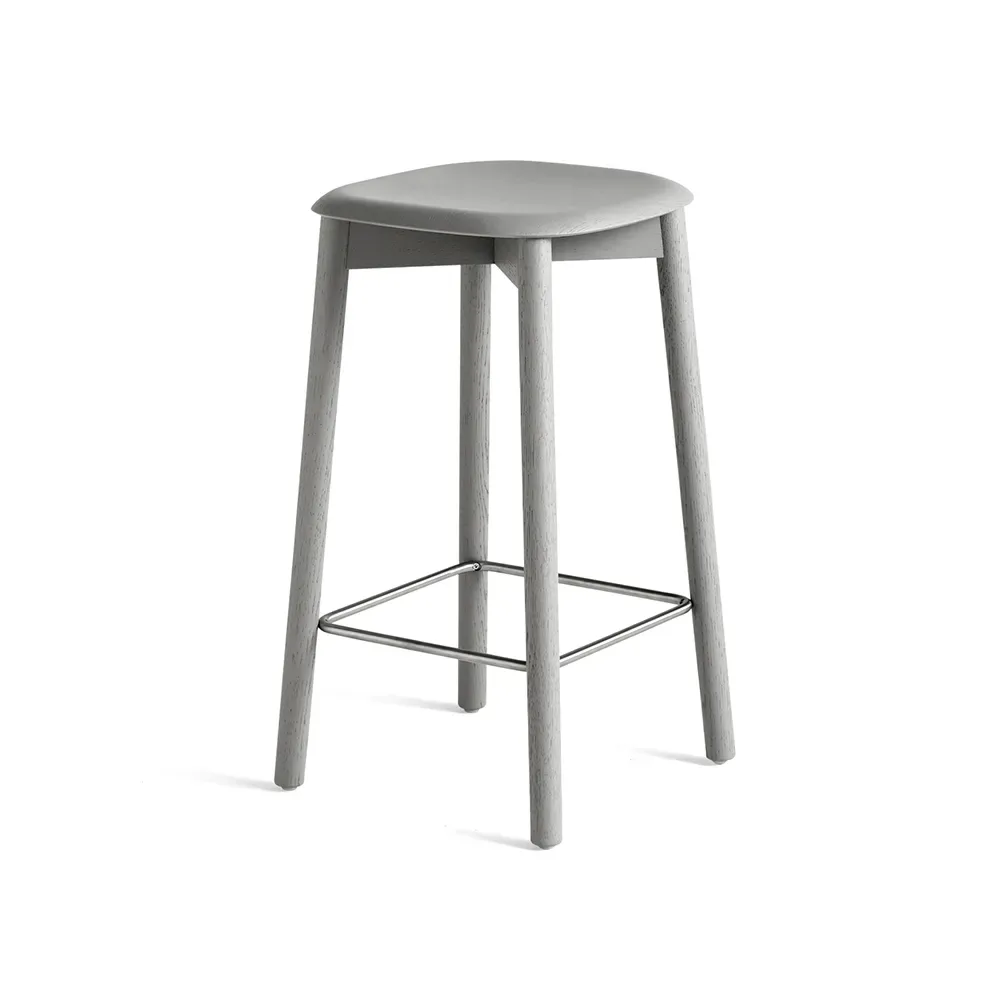 HAY Soft Edge 32 Low Barhocker Soft grey-soft grey Eichenständer
