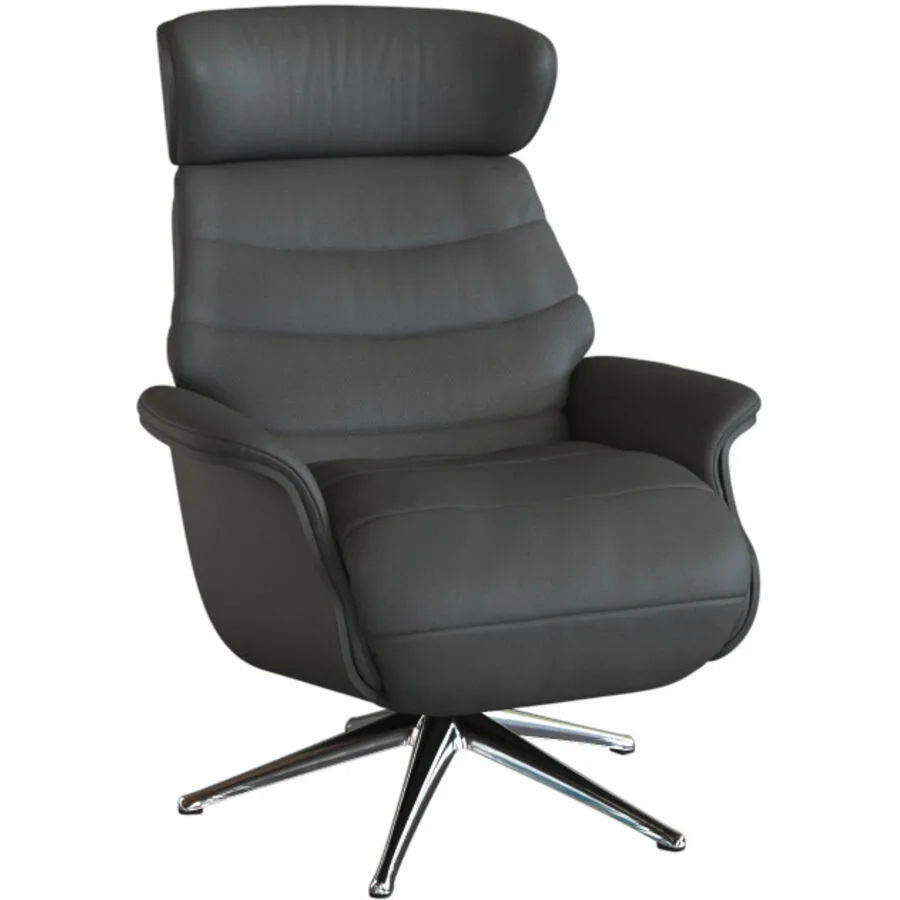 Relaxsessel Cam warmgrau Leder T 88 B 83 H 113 cm