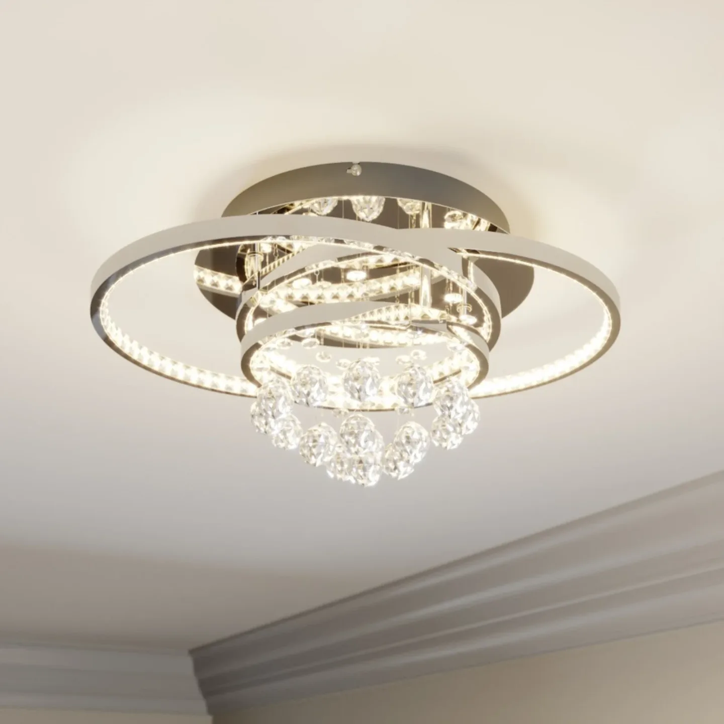 Keely Deckenleuchte S Chrome/Clear - Lucande - Wohnzimmer - Modern - Metall - Mehrflammig