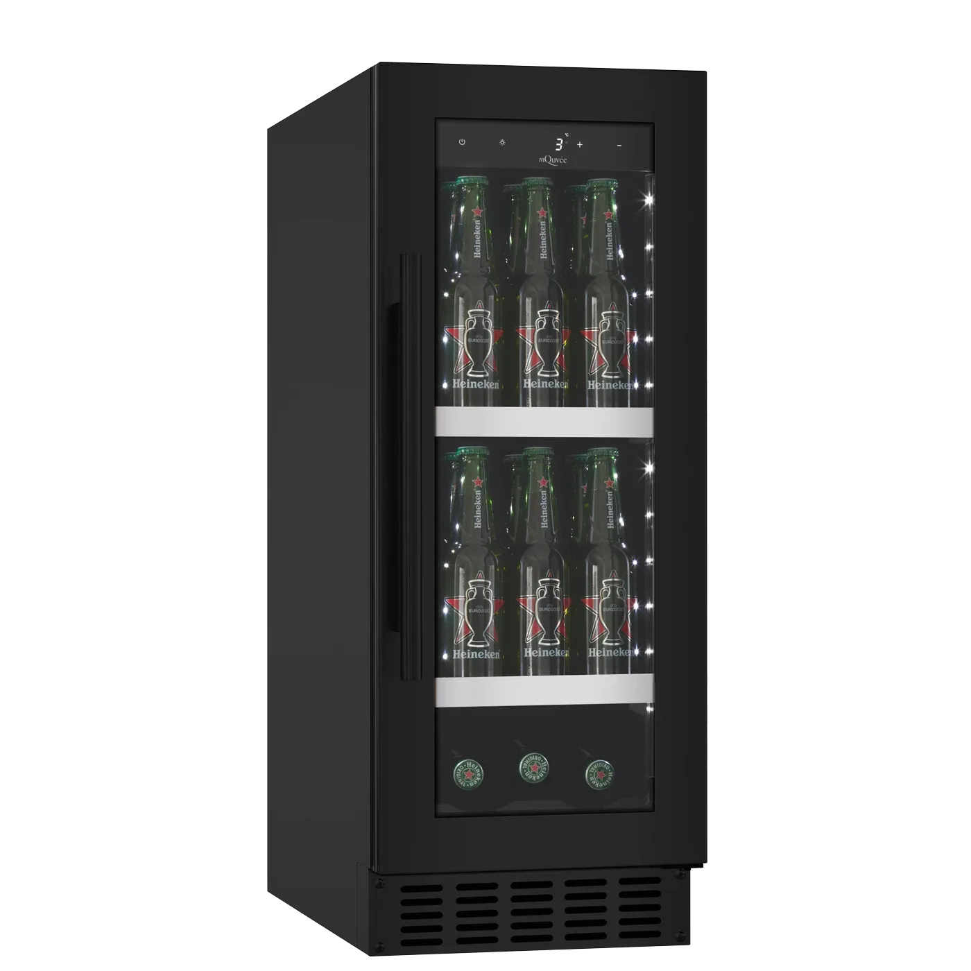 Unterbau-Bierkühlschrank schwarz, mQuvée BeerServer 30 Anthracite Black, einbaufähig unter Küchenarbeitsplatte, Kompressorkühlung