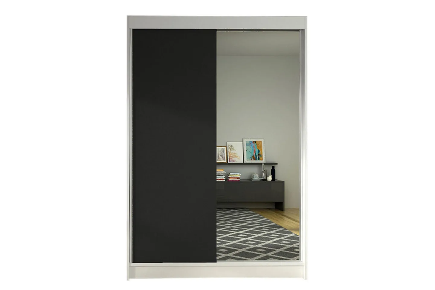 Liverpool Garderob med Spegel 120x200 cm - Svart/Vit
