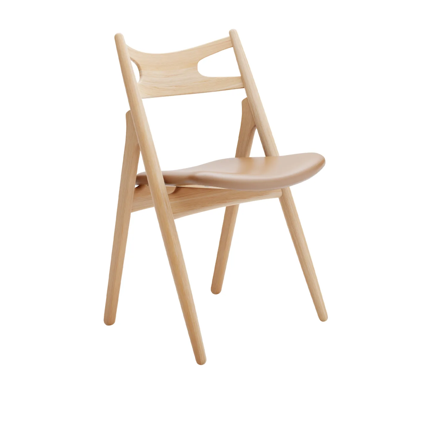 Carl Hansen - CH29P Sawbuck Chair, Oljad Ek, Lädergrupp B Thor - 307 - Matstolar - Hans J. Wegner - Träfärgad - Läder/Trä
