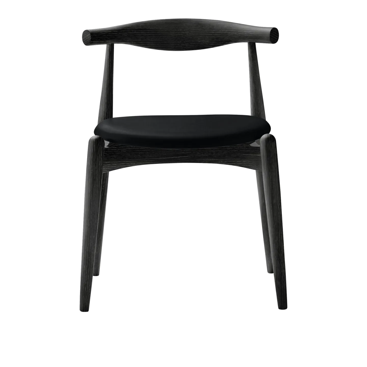Carl Hansen - CH20, Svartlackad Ek, Lädergrupp C Sif - 98 - Matstolar - Hans J. Wegner - Svart - Trä