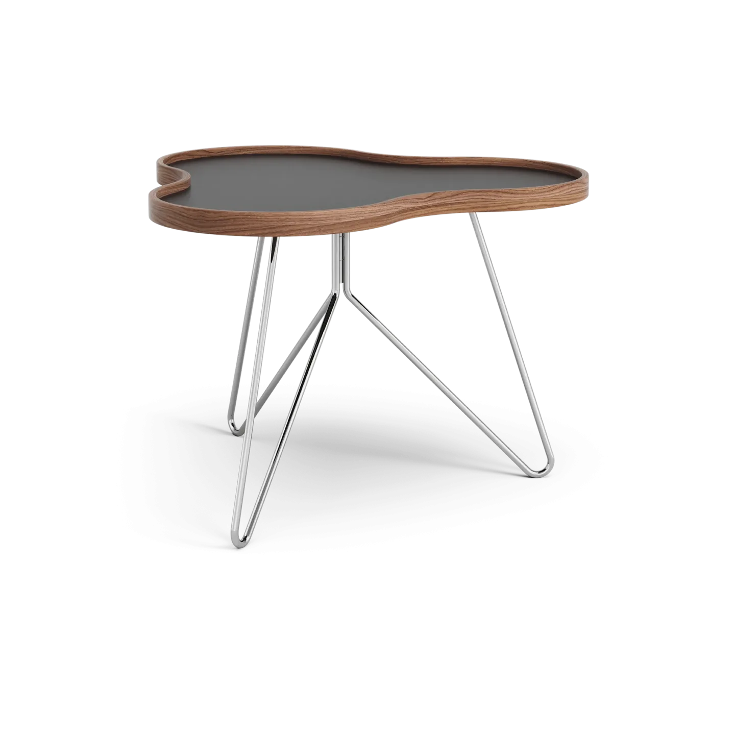 Swedese Flower Tisch 62 x 66cm Schwarz, 45cm, Walnusskante, Chromgestell