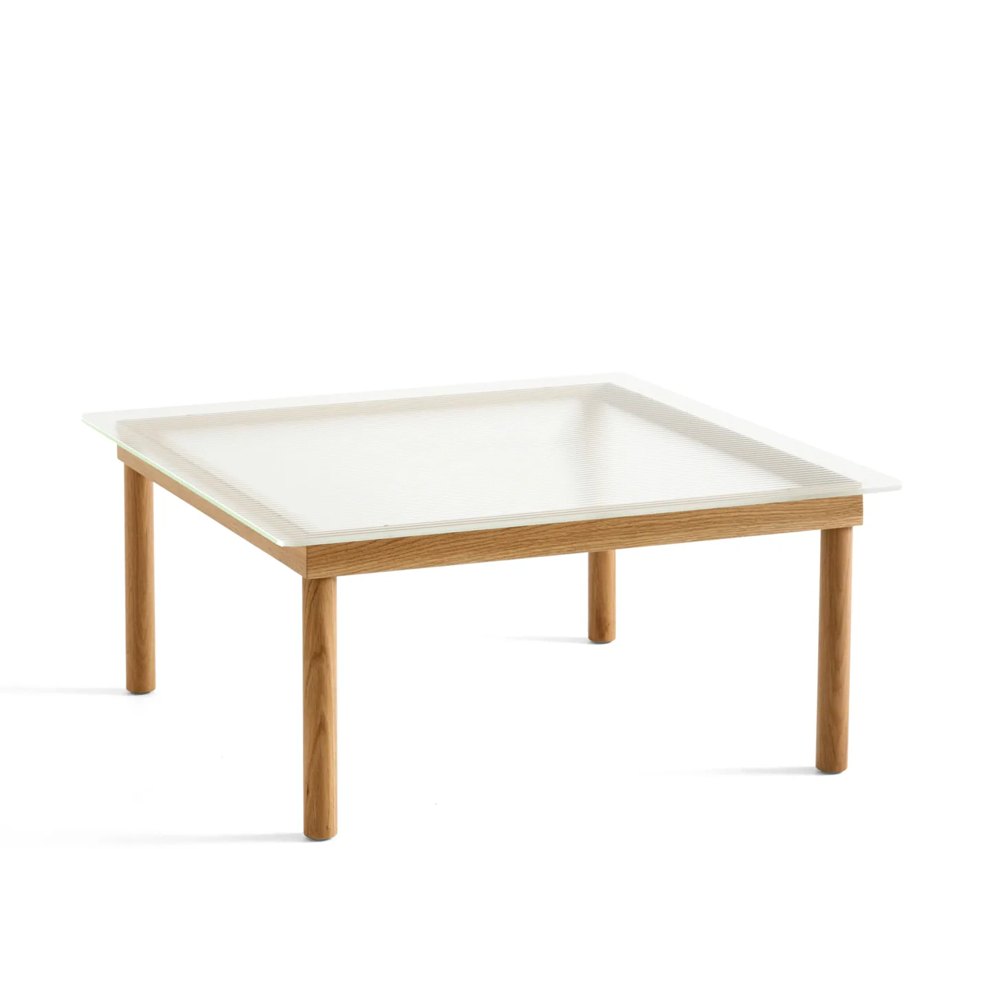 HAY - Kofi Water-Based Lacquered Oak Frame W. Clear Reeded Glass Tabletop 80X80 - Soffbord - Martin Solem