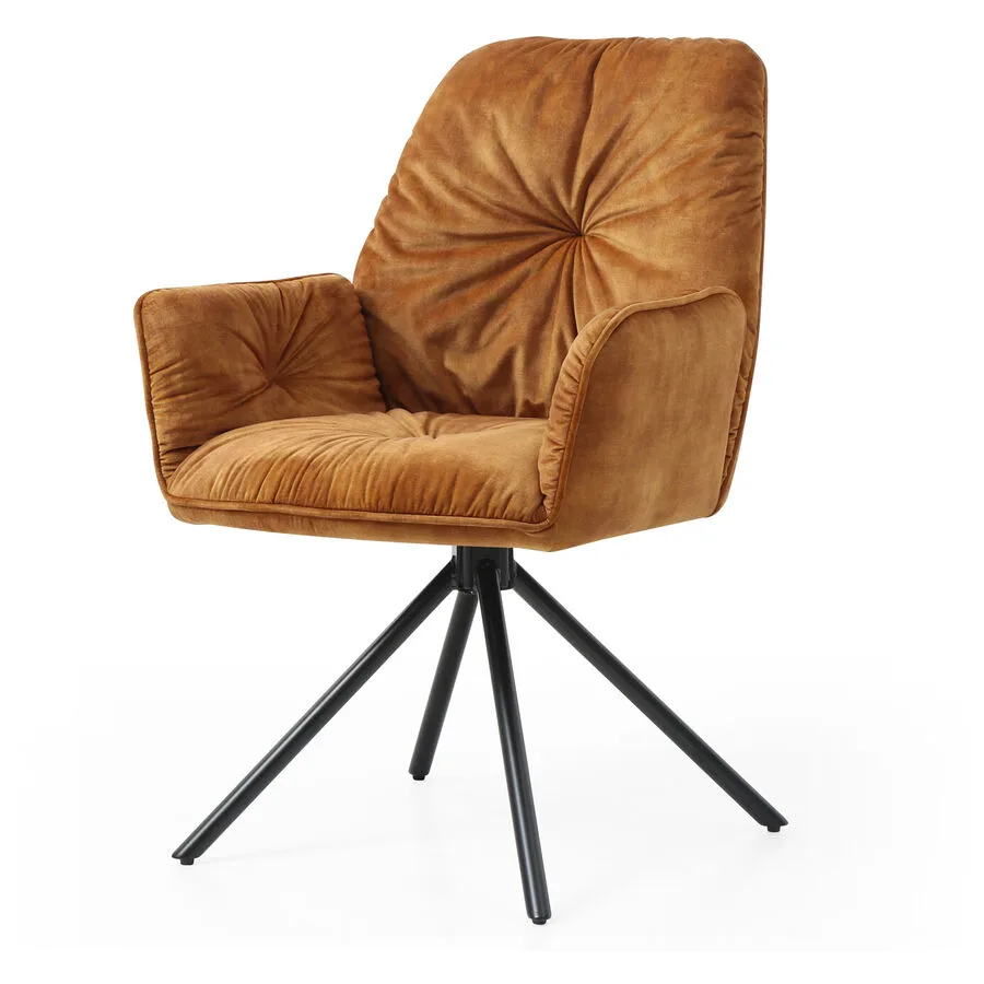 Stuhl Yasin cognac Samt