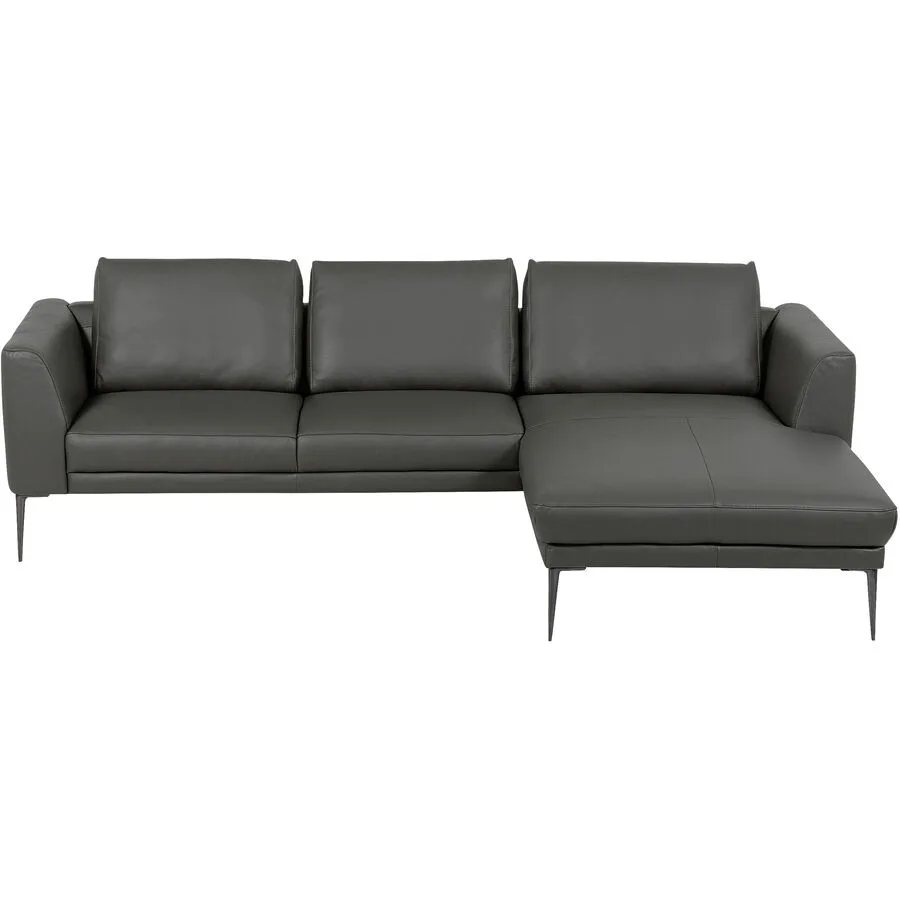 Sofa Ceneri Rechts Leder anthrazit B 260 T 180 cm