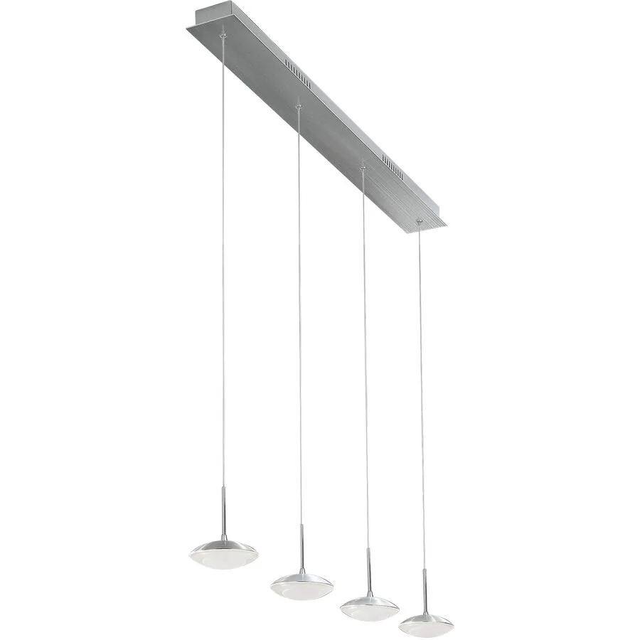 Pendellampe Hara Silber Metall 90 cm 200 cm - Farbe: Aluminium gebürstet - LED - Lichtfarbe: Warmweiss - LED Energiesparlampen