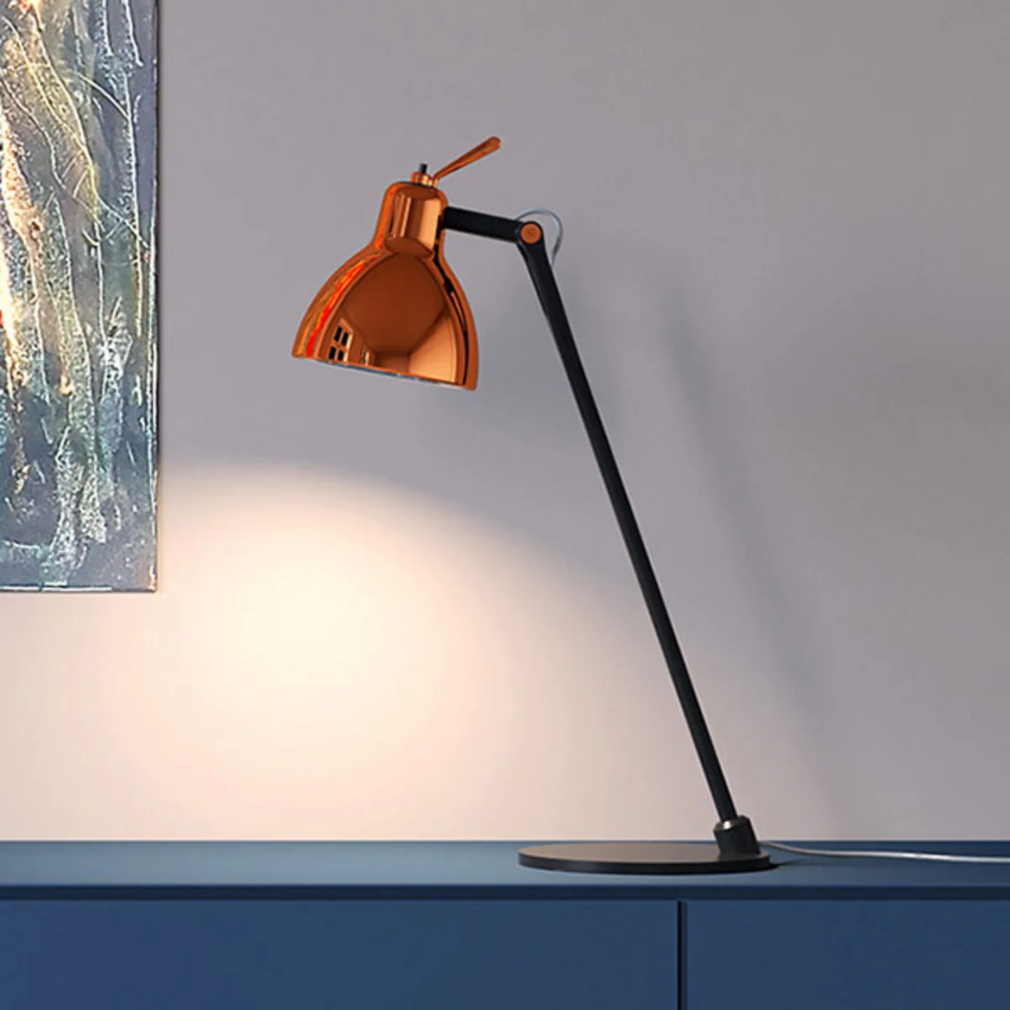 Luxy T0 Glam bordlampe, sort/kobber, 52 cm - Rotaliana - Stue - Design - Metal - Med skærm