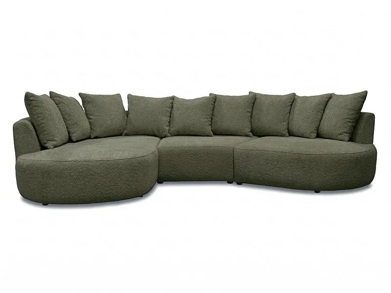 Ecksofa BOBOCHIC CALYPSO Boucle-Stoff grün