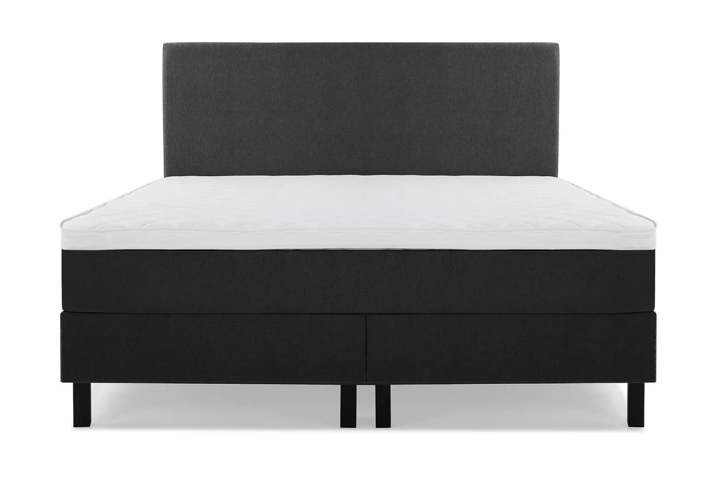 Lucky Komplett Sängpaket 160x200 Skum Slät Sänggavel - Svart/Grå