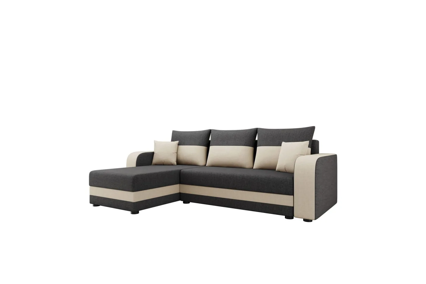 Hewlet Soffa med Divan 3-sits - Beige/Mörkgrå
