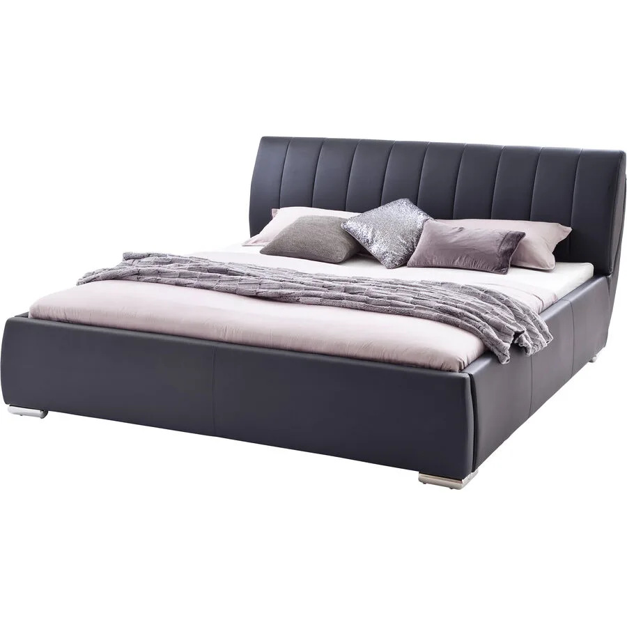 Bett Camillo Schwarz Kunstleder 180 x 200 cm