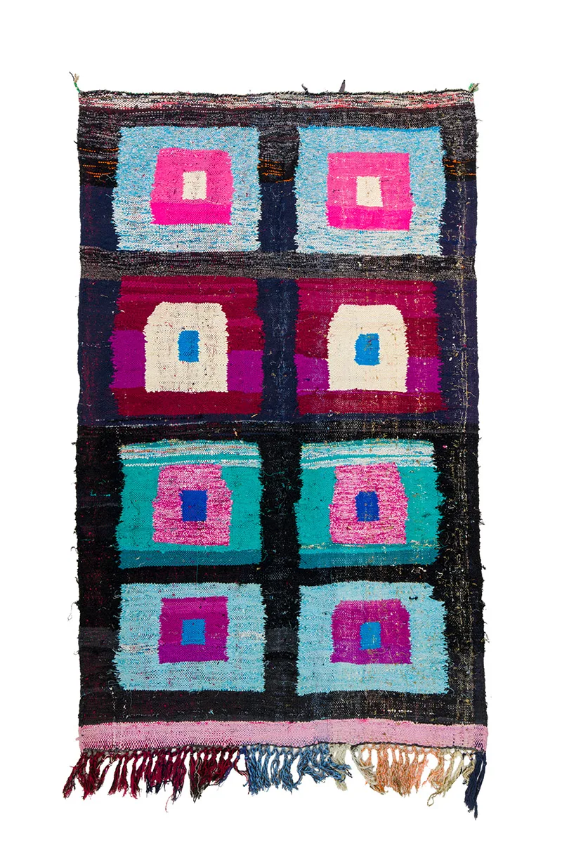 Marokkansk Boucherouite-teppe 140 x 225 cm (Størrelse: 140 x 225 cm)