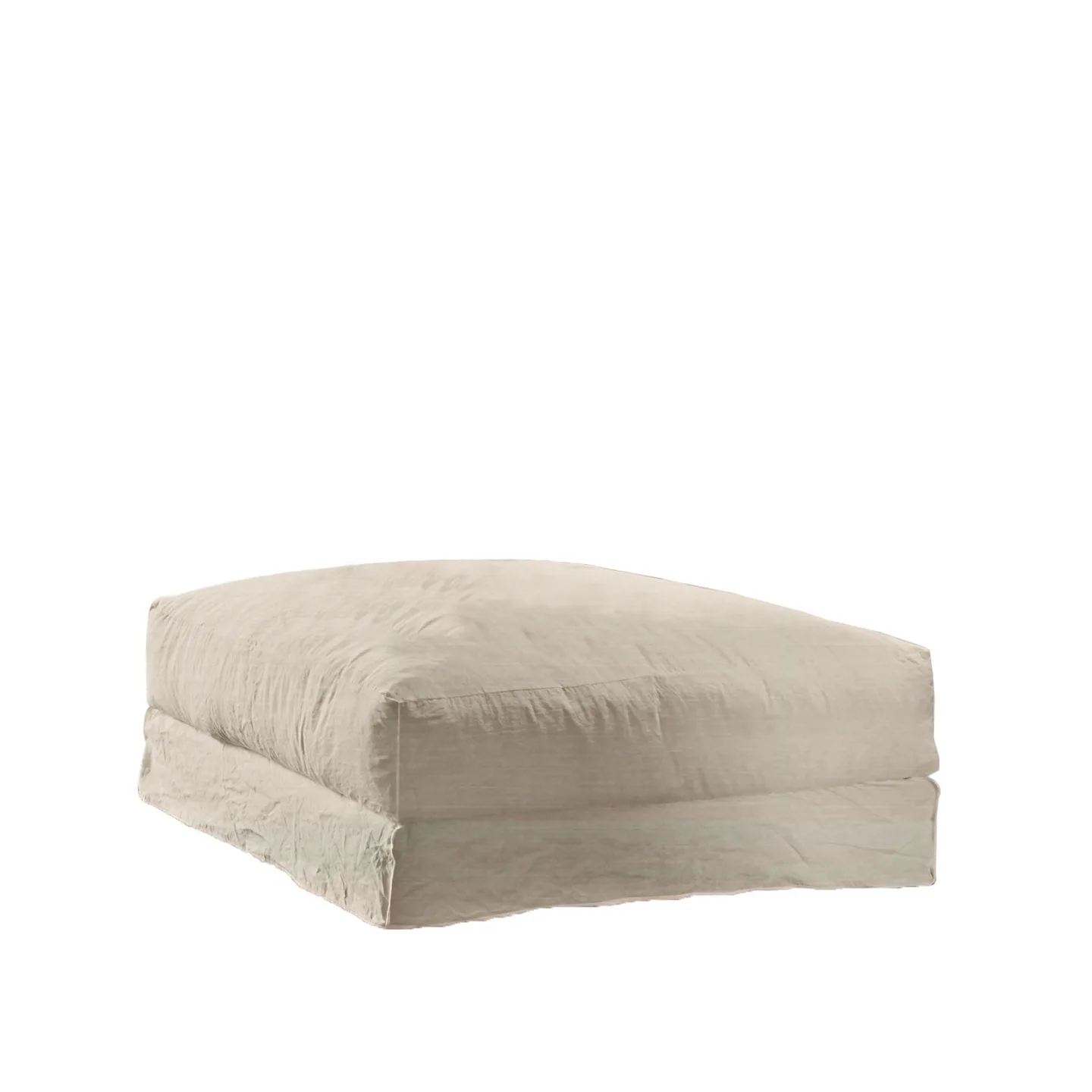 Gervasoni - Loll 128 - Natural Lino Bianco - Seam 1000 - Sittpuffar - Paola Navone - Vit - Dun/Trä/Skum
