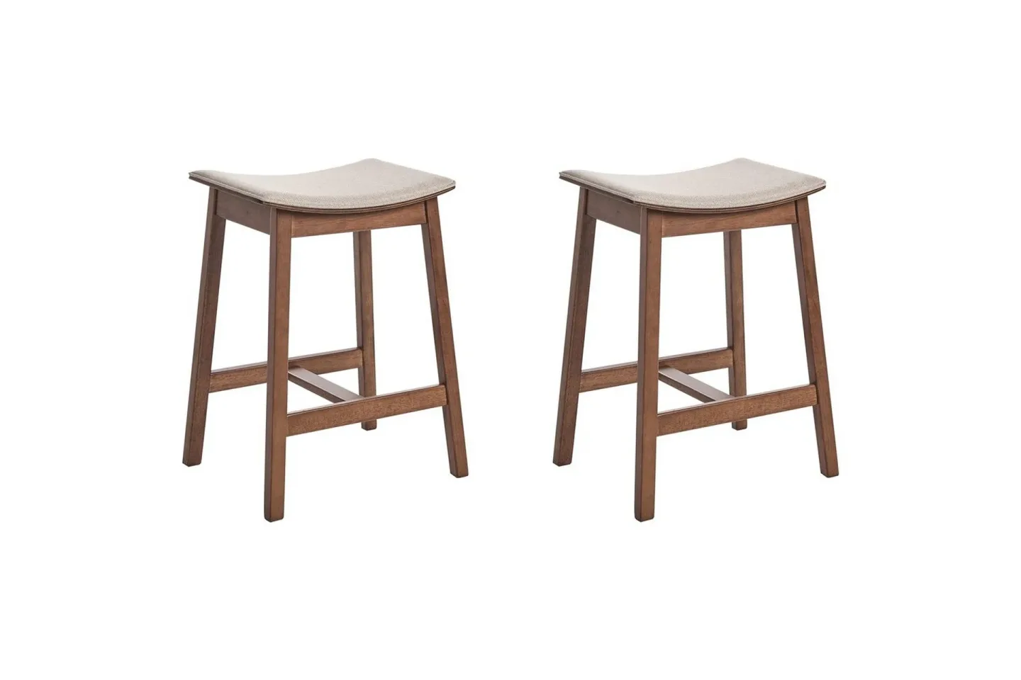 Barstol Dixon set om 2 Beige-Mörkt Trä - Beige-Mörkt Trä