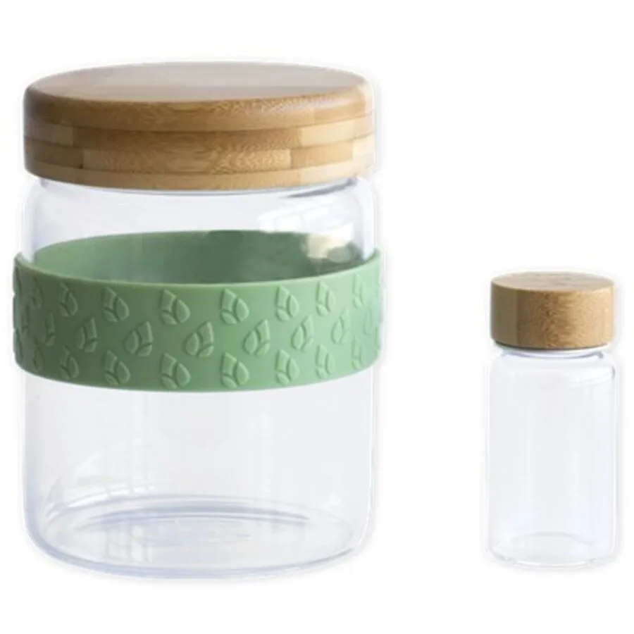 Diverse Aufbewahrungsbox Pebbly Braun/Grün Glas/Holz 10 cm 13.5 cm