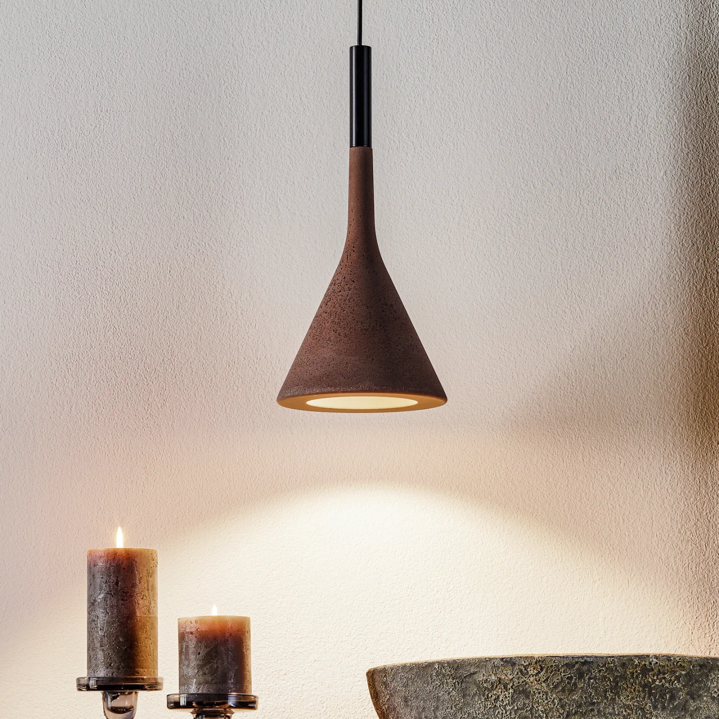 Aplomb Pendelleuchte GU10 Brown - Foscarini - Küche - Design - Beton - Einflammig