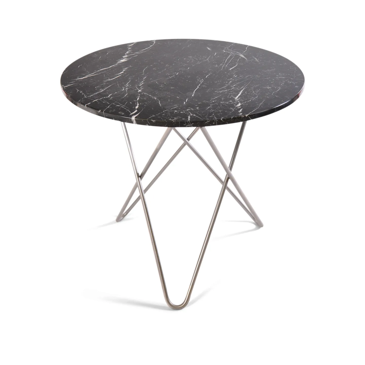 OX Denmarq - O Dining Table Ø80, Stainless Steel Frame, Top: Black Marble - Matbord - Dennis Marquart - Svart - Metall/Sten