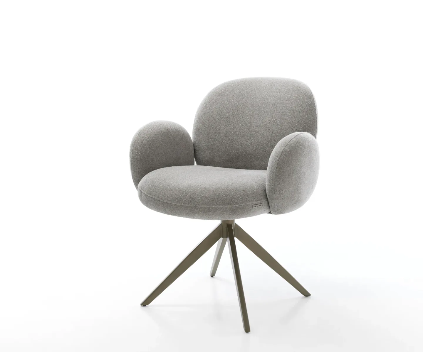 Drehstuhl Nube-Flex mit Armlehnen Strukturstoff Soft Grau Kreuzgestell breit Effektfinish Titan 360° drehbar Wippfunktion Taschenfederkern