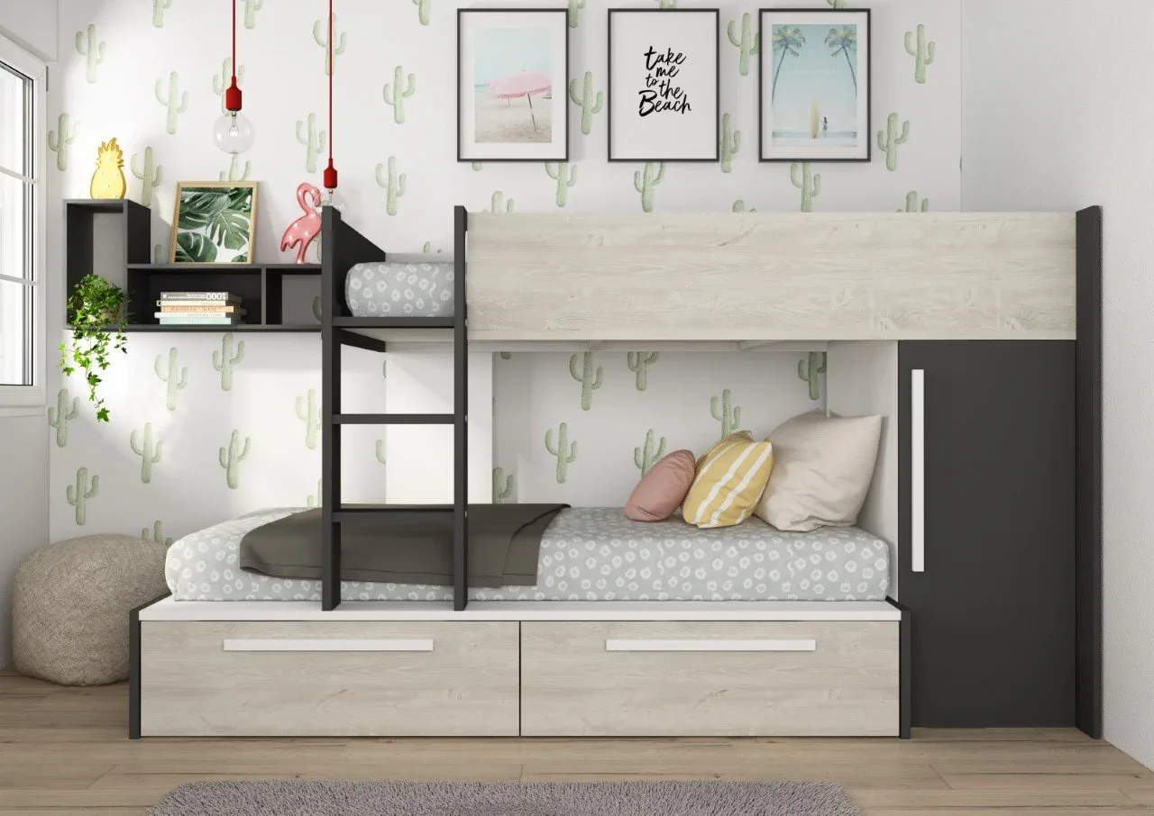 Drømmerom - Køyeseng Rocky med garderobe 90x200