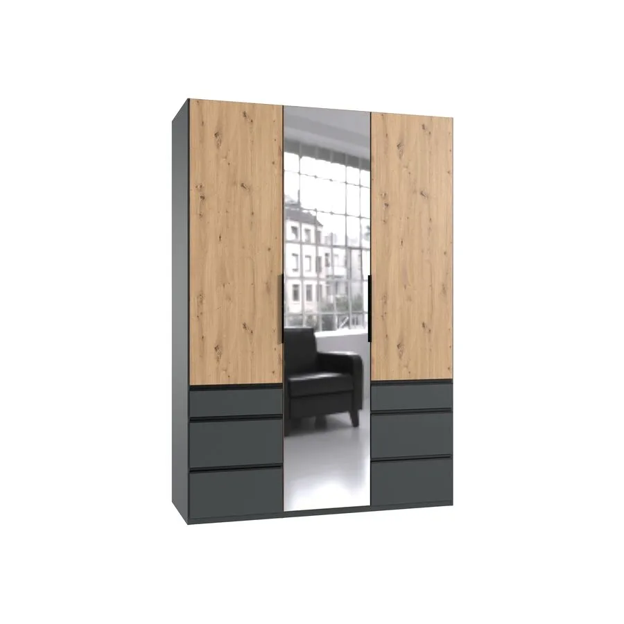 Kleiderschrank Sanko graphit/Eiche Nachbildung Holzwerkstoff B 150 cm
