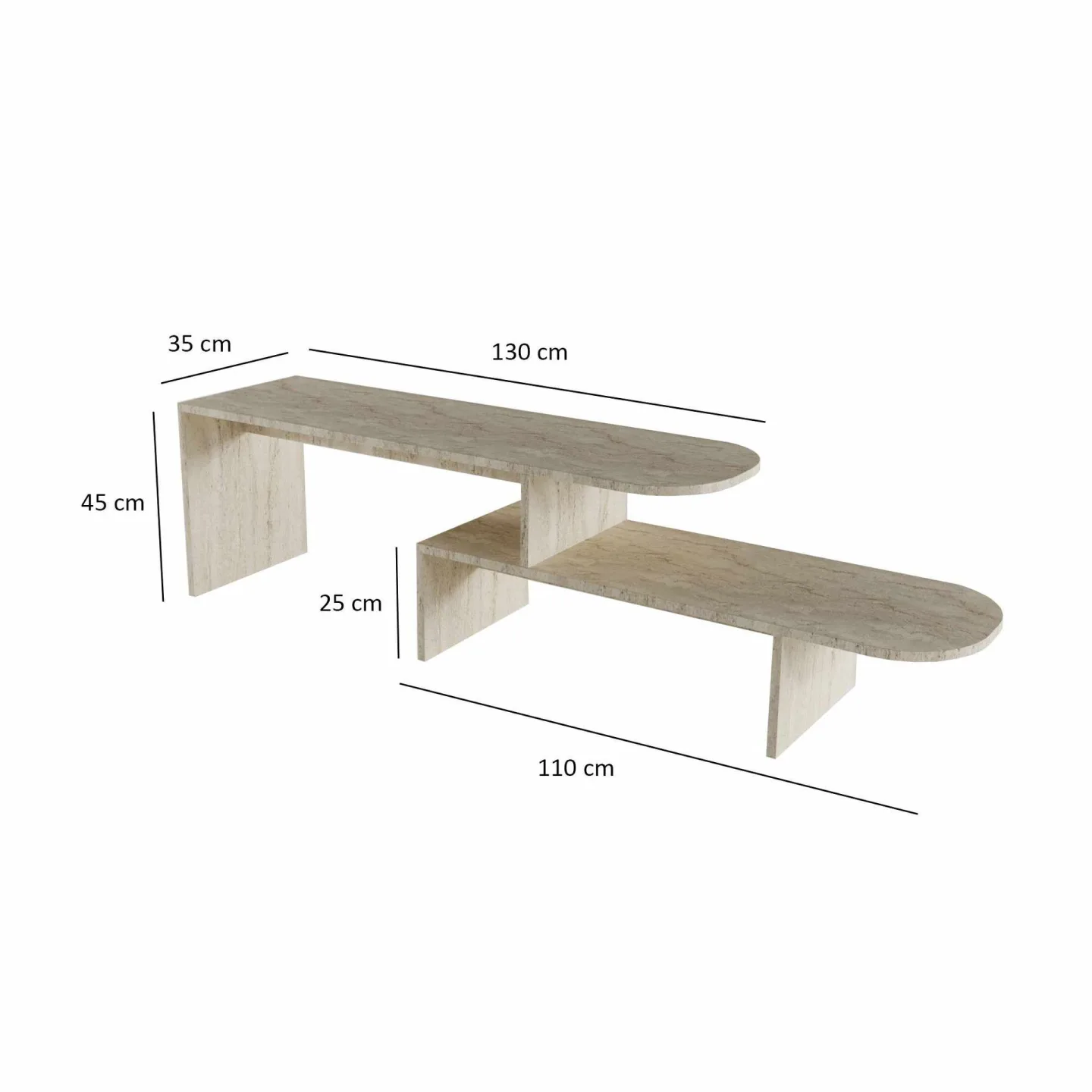 Deliones Tv-bänk 130 cm - Travertin