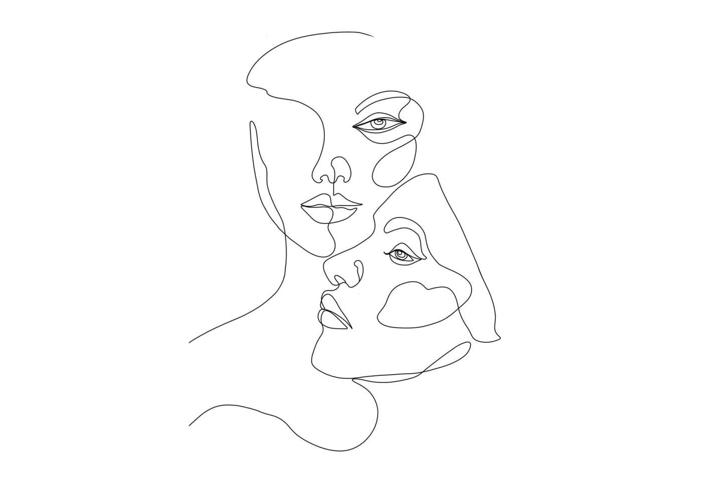 Poster Faces 50x70 cm - Svart/Vit