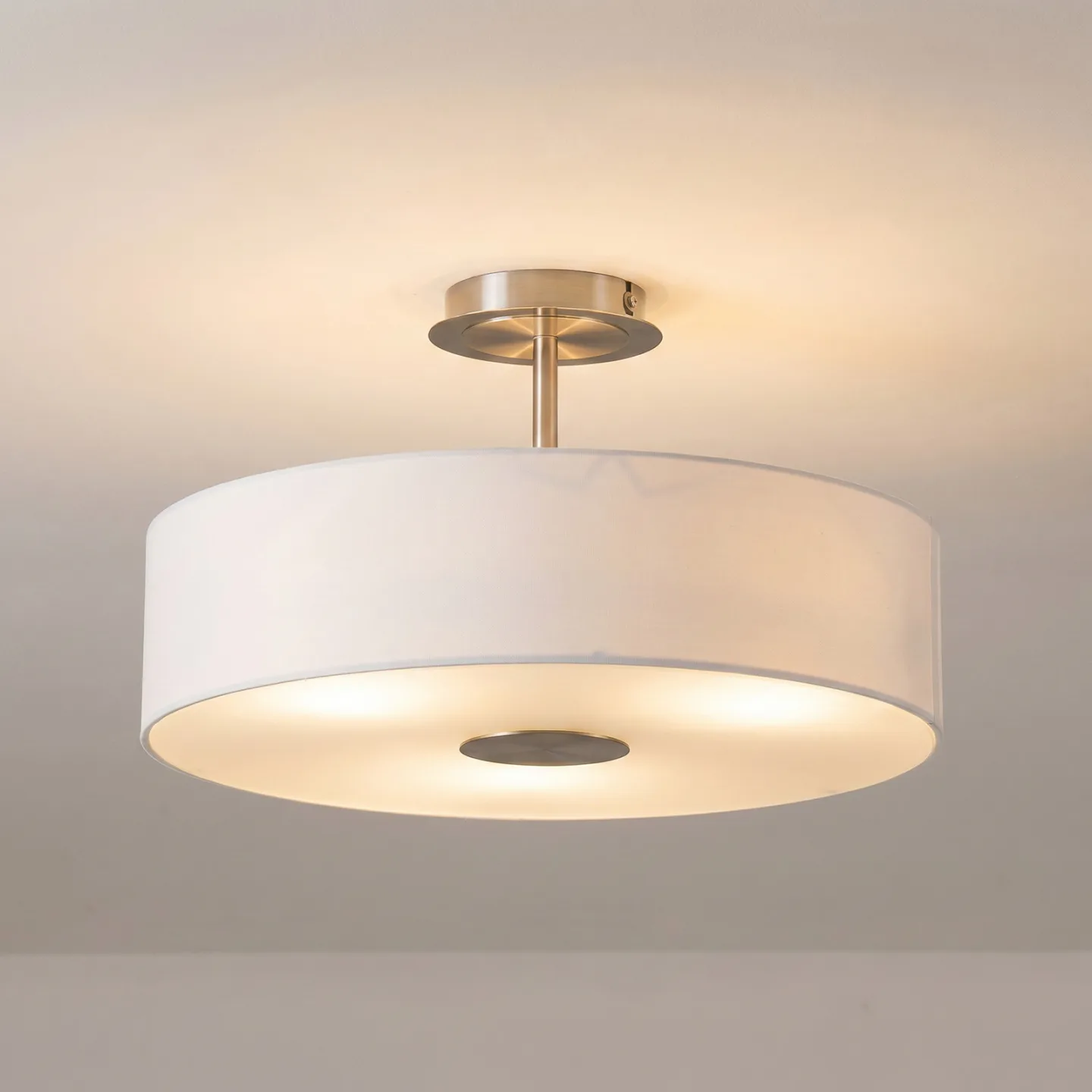 Josia Deckenleuchte White/Nickel/Chrome - Lindby - Flurbereich - Modern - Stoff / Textil - Mit Abstand