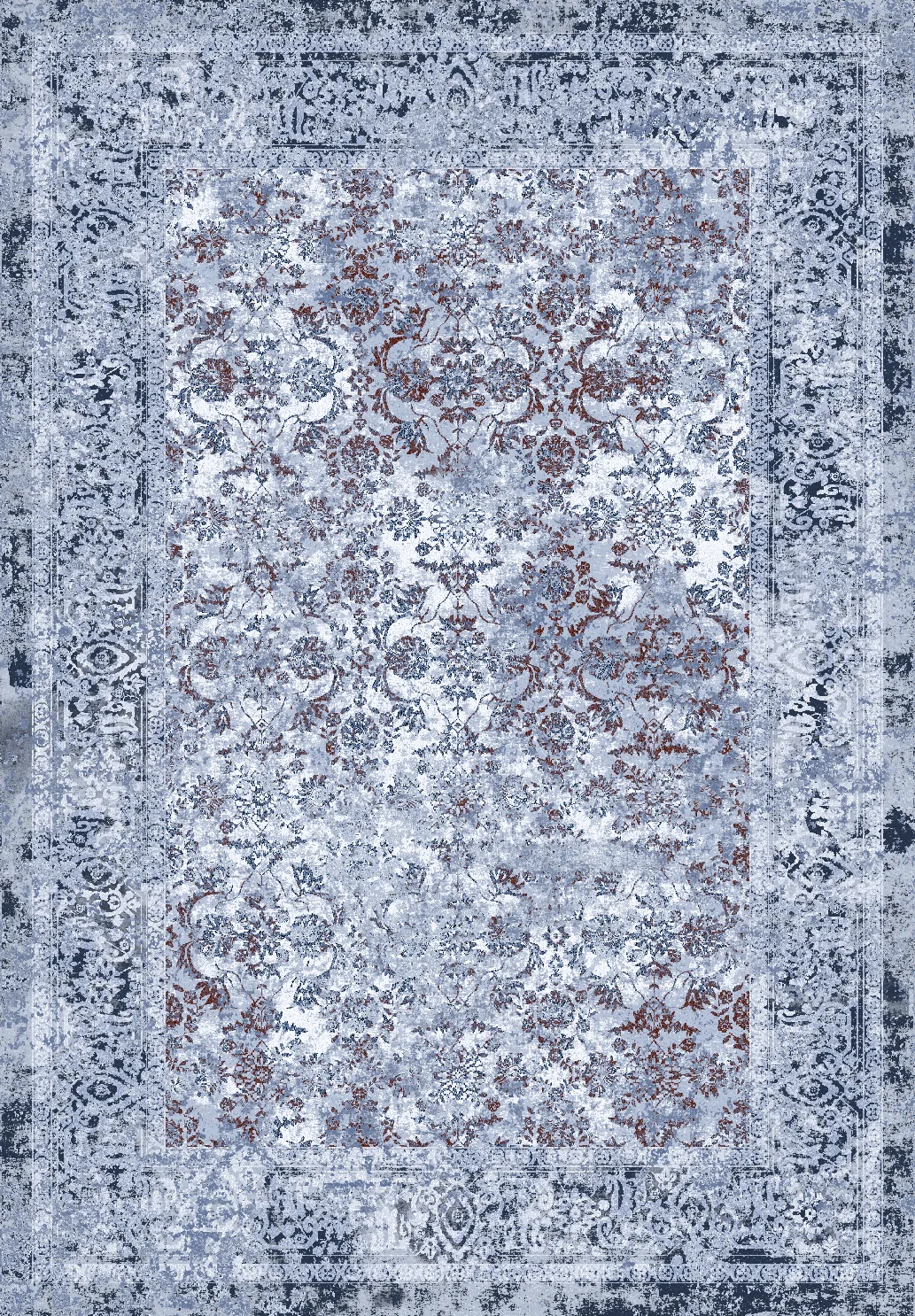 Wilton-teppe - Denizli (mørke blå) (Størrelse: 80 x 150 cm)