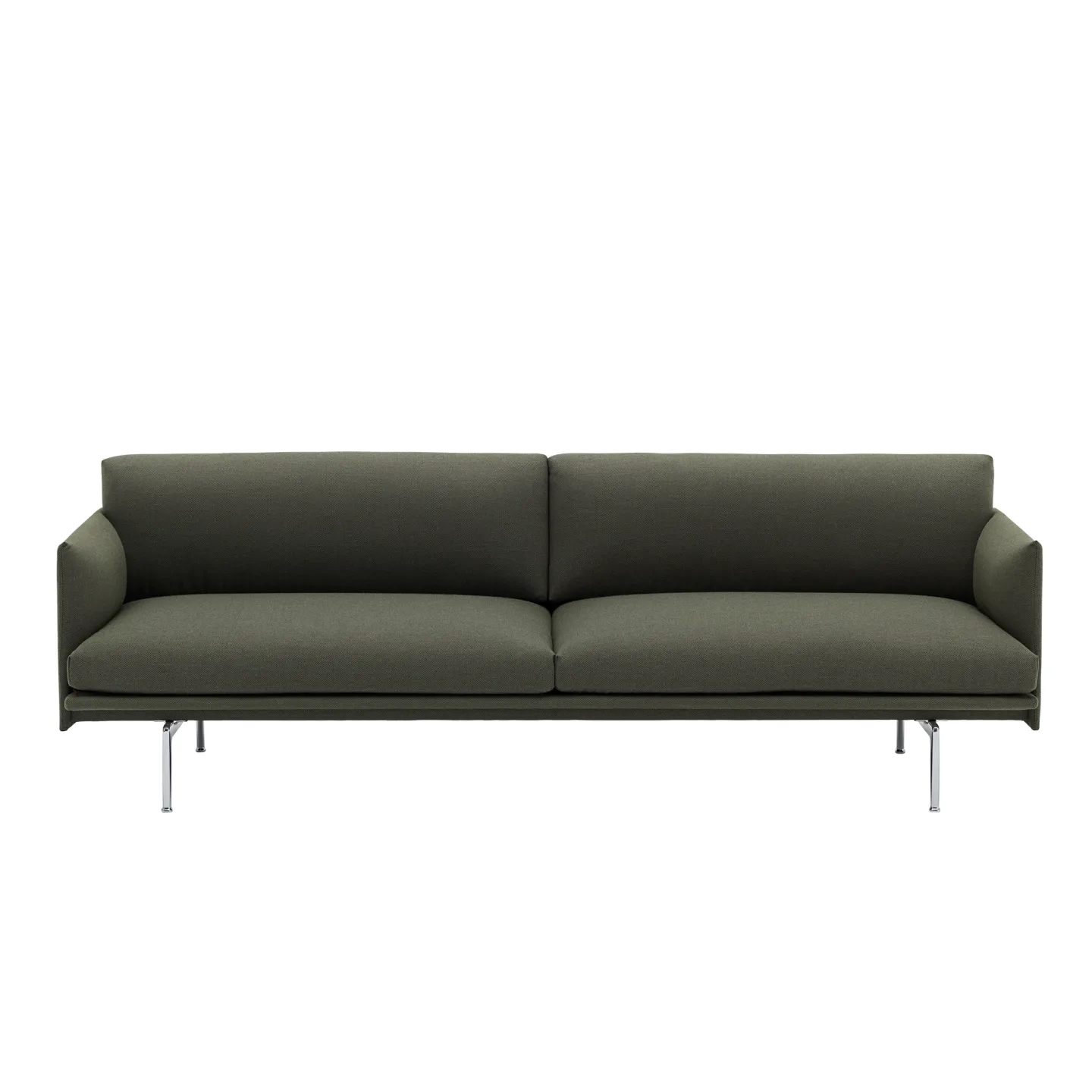 Muuto - Outline 3-Seater / Polished Aluminium Base Fjord 961 - Soffor - Anderssen & Voll - Grön