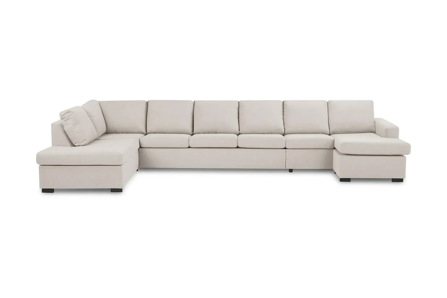 Crazy 6-sits Vänstervänd U-formad XX-Large Soffa med Divan och Schäslong i Tyg - Beige