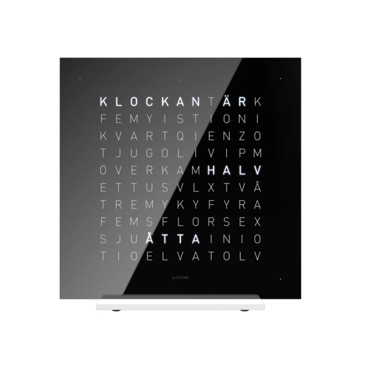 Qlocktwo - Earth 13,5 Pure Black Ice Tea White Corpus – Swedish - Klockor - Biegert & Funk - Svart