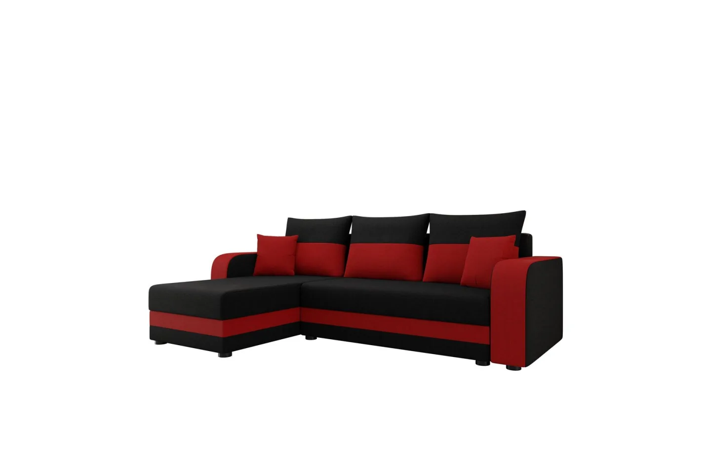 Hewlet Soffa med Divan 3-sits - Svart/Röd