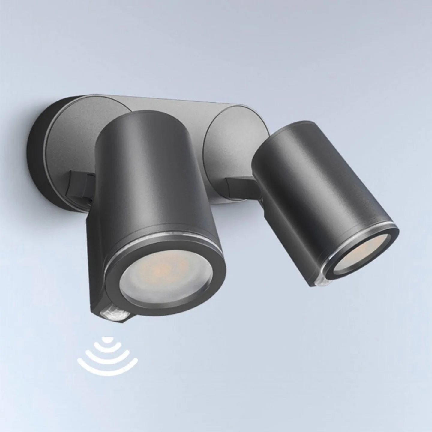 One S sensor-udendørs spotlampe, 2 lyskilder, antracit, IP44 - STEINEL Spot Duo S - Moderne - Metal - Med flere lyskilder