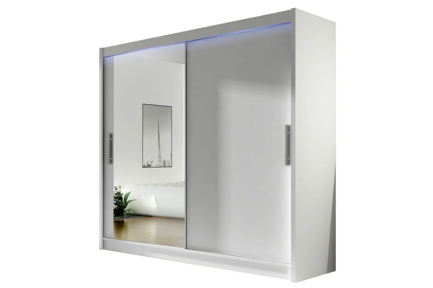 Prag Garderob med Spegel 180x215 cm - Vit