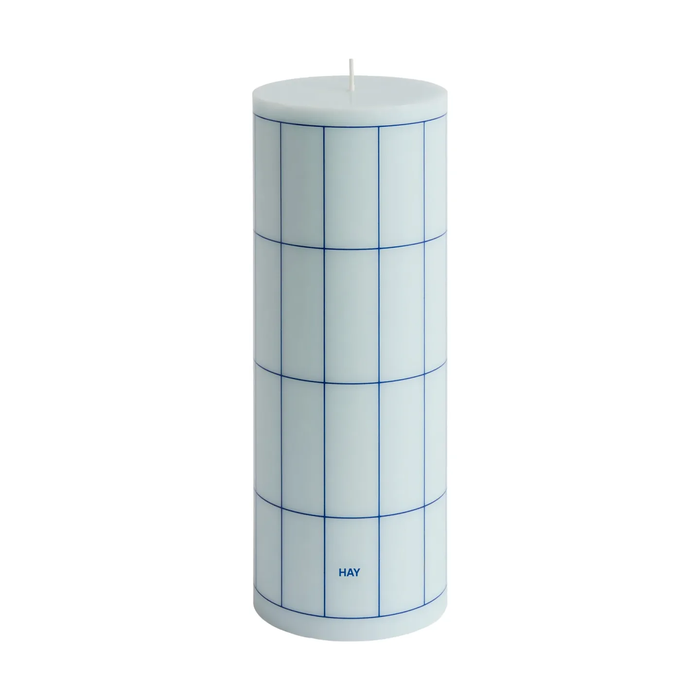 HAY Column Candle Blockkerze large 25 cm Light blue-blue Grid Check