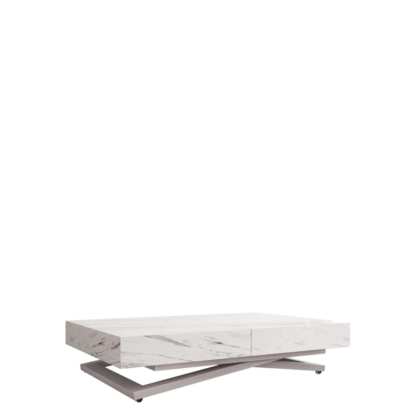 Avendi Soffbord 120 cm - Silver, vit marmor