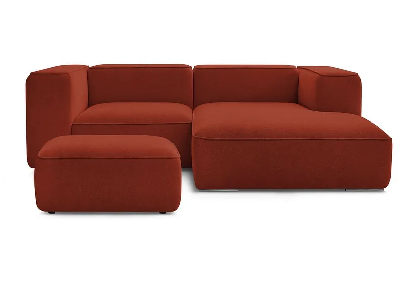 Ecksofa mit Hocker BOBOCHIC ZEPHYR Stoff mit Textur orange