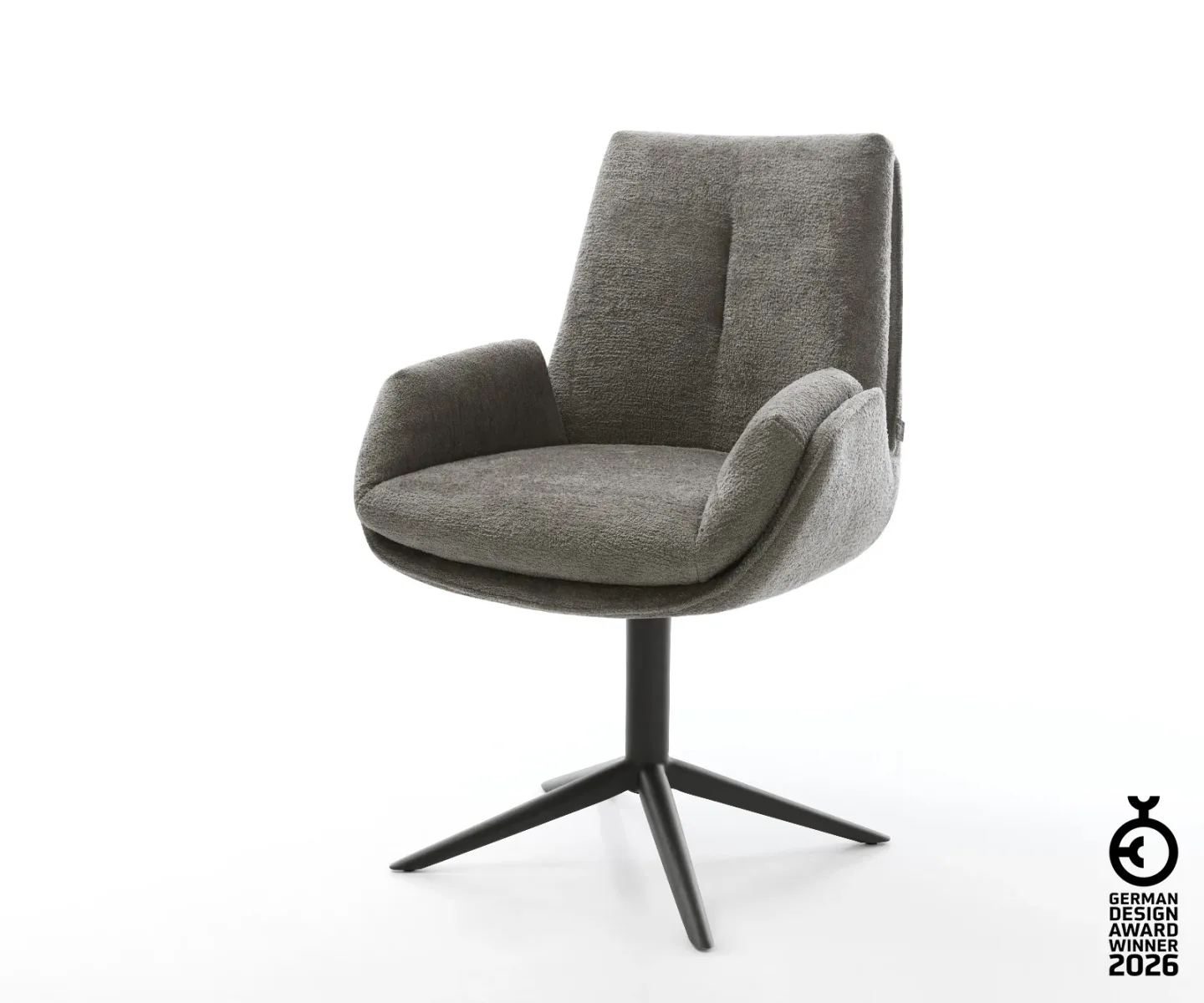 Drehstuhl Clea-Flex Bouclé Soft Schlamm Fußkreuz Schwarz 360° drehbar Wippfunktion