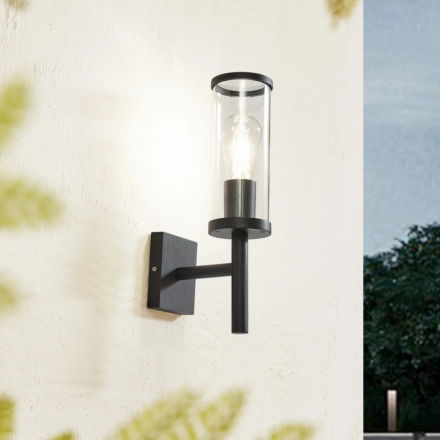 Zanta Außenwandleuchte H39 IP54 Schwarz - Lucande - Balkon - Modern - Aluminium - Einflammig
