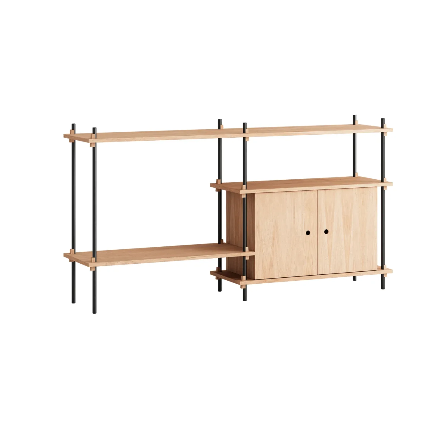 MOEBE Shelving System Regal mit Schrank Eiche-black, 163×85×35 cm, S.85.2.C